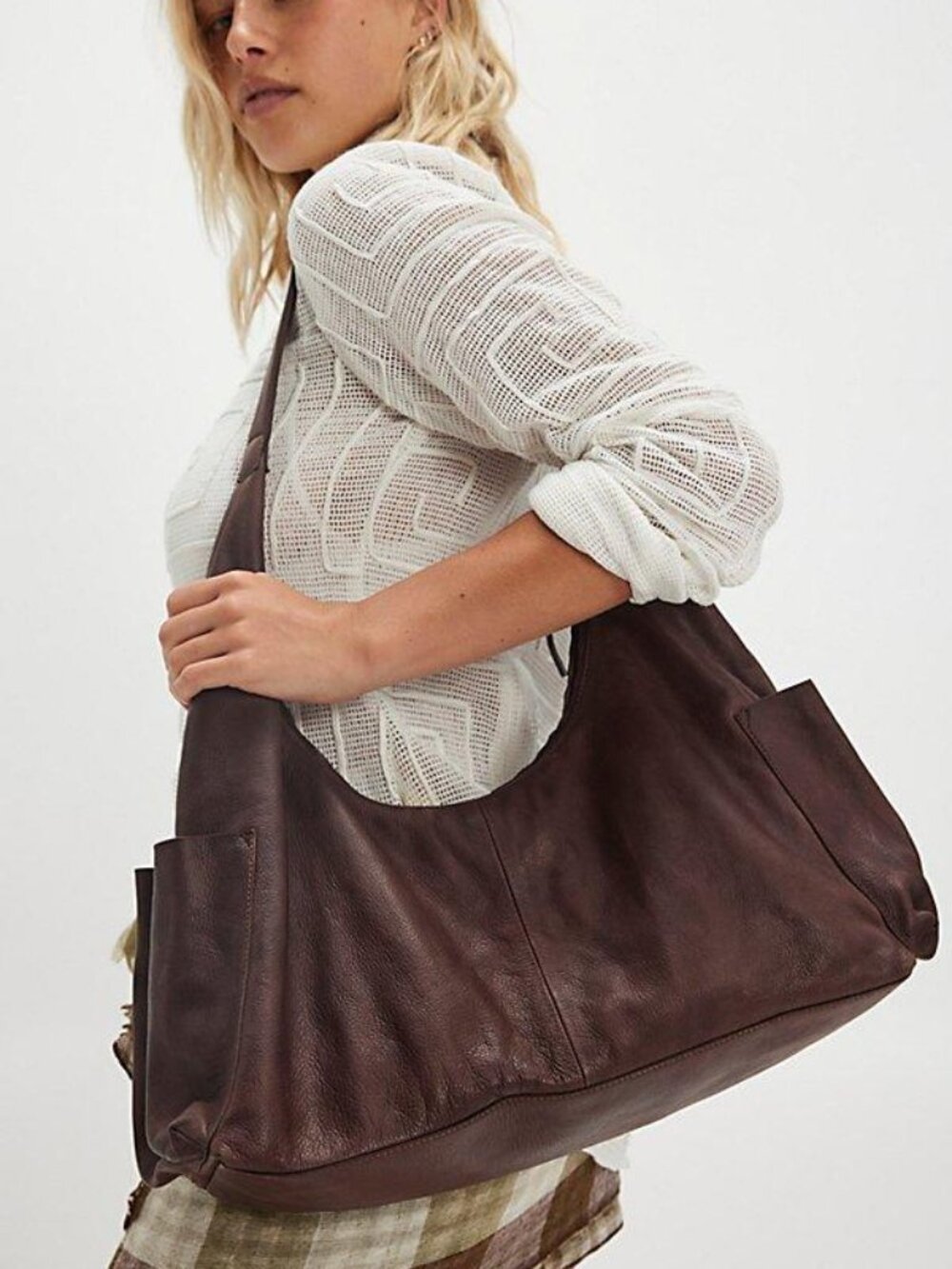 FREE PEOPLE Weho Slouchy Tote Bag In Espresso NWT